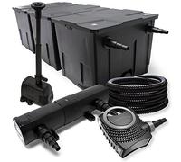 Wiltec Kit complet: CBF-350C Filtre de bassin jusqu'à 90000 L, NEO10000 pompe de filtration 10000l/h 80W, CUV-218 lampe uv 18W, 25m Tuyau 25 mm, HJ-943 fontaine 800l/h 16W