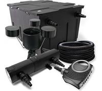 Wiltec Kit complet: CBF-550 Filtre de bassin jusqu'à 60000 L Biologique, NEO10000 pompe de filtration 10000l/h 80W, CUV-236 lampe uv 36W, 25m Tuyau 25 mm, CSP-250 Écumeur 2500l/h 45W