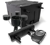 Wiltec Kit complet: CBF-550 Filtre de bassin jusqu'à 60000 L Biologique, NEO10000 pompe de filtration 10000l/h 80W, CUV-236 lampe uv UVC Clarificateur avec 36W, CSP-250 Écumeur 2500l/h 45W