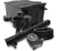 Wiltec Kit complet: CBF-550 Filtre de bassin jusqu'à 60000 L Biologique, NEO10000 pompe de filtration 10000l/h 80W, CUV-272 lampe uv 72W, 25m Tuyau 25 mm, CSP-250 Écumeur 2500l/h 45W
