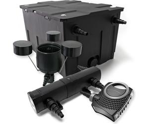Wiltec Kit complet: CBF-550 Filtre de bassin jusqu'à 60000 L Biologique, NEO10000 pompe de filtration 10000l/h 80W, CUV-236 lampe uv UVC Clarificateur avec 36W, CSP-250 Écumeur 2500l/h 45W
