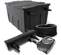 Wiltec Kit complet: CBF-550 Filtre de bassin jusqu'à 60000 L Biologique, NEO10000 SuperECO pompe de filtration 10000l/h 80W, CUV-236 lampe uv UVC Clarificateur avec 36W, 25m Tuyau 25 mm