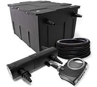 Wiltec Kit complet: CBF-550 Filtre de bassin jusqu'à 60000 L Biologique, NEO10000 SuperECO pompe de filtration 10000l/h 80W, CUV-224 lampe uv UVC Clarificateur avec 24W, 25m Tuyau 25 mm