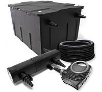 Wiltec Kit complet: CBF-550 Filtre de bassin jusqu'à 60000 L Biologique, NEO10000 SuperECO pompe de filtration 10000l/h 80W, CUV-224 lampe uv UVC Clarificateur avec 24W, 25m Tuyau 25 mm