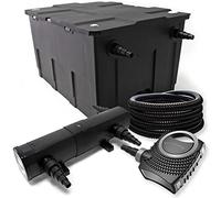 Wiltec Kit complet: CBF-550 Filtre de bassin jusqu'à 60000 L Biologique, NEO10000 SuperECO pompe de filtration 10000l/h 80W, CUV-236 lampe uv UVC Clarificateur avec 36W, 25m Tuyau 25 mm