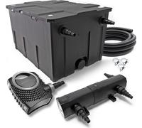 Wiltec Kit complet: CBF-550 Filtre de bassin jusqu'à 60000 L Biologique, NEO12000 pompe de filtration 12000l/h 100W, CUV-236 lampe uv 36W, 10m Tuyau 38 mm, collier de serrage W1 44-47mm