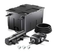 Wiltec Kit complet: CBF-550 Filtre de bassin jusqu'à 60000 L Biologique, NEO8000 pompe de filtration 8000l/h 70W, CUV-236 lampe uv 36W, 10m Tuyau 38 mm, collier de serrage W1 44-47mm