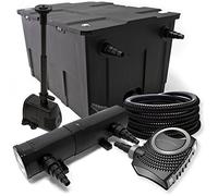 Wiltec Kit complet: CBF-550 Filtre de bassin jusqu'à 60000 L, NEO10000 pompe de filtration 10000l/h 80W, CUV-236 lampe uv 36W, 25m Tuyau 25 mm, HJ-943 fontaine 800l/h 16W