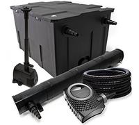 Wiltec Kit complet: CBF-550 Filtre de bassin jusqu'à 60000 L, NEO10000 pompe de filtration 10000l/h 80W, CUV-272 lampe uv 72W, 25m Tuyau 25 mm, HJ-943 fontaine 800l/h 16W