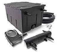 Wiltec Kit complet: CBF-550 Filtre de bassin jusqu'à 60000L Biologique, NEO6000 pompe de filtration 6000l/h 40W, CUV-224 lampe uv 24W, 5m Tuyau 38 mm (1 1/2"), collier de serrage 44-47mm