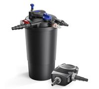 Wiltec Kit complet: CPF-15000 Filtre de bassin à pression jusqu’à 30000 L avec 18 Watt UV-C lampe uv, NEO8000 SuperEco pompe de filtration 8000l/h 70W