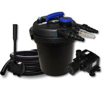Wiltec Kit complet: CPF-180 Filtre de bassin à pression jusqu’à 6000 L avec 11 Watt UV-C lampe uv, HJ-5000 ECO pompe de filtration 4000l/h 65W, 25m Tuyau 25 mm (1"), HJ-943 ECO fontaine 800l/h 16W