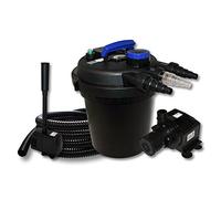 Wiltec Kit complet: CPF-180 Filtre de bassin à pression jusqu’à 6000 L avec 11 Watt UV-C lampe uv, HJ-5000 ECO pompe de filtration 4000l/h 65W, 25m Tuyau 25 mm (1"), HJ-943 ECO fontaine 800l/h 16W