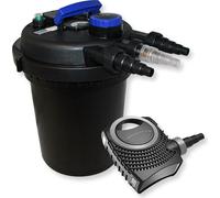 Wiltec Kit complet: CPF-180 Filtre de bassin à pression jusqu’à 6000 L avec 11 Watt UV-C lampe uv, NEO8000 SuperEco pompe de filtration 8000l/h 70W
