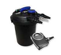 Wiltec Kit complet: CPF-250 Filtre de bassin à pression jusqu’à 10000 L avec 11W lampe uv, NEO8000 SuperEco pompe de filtration 8000l/h 70W