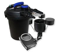 Wiltec Kit complet: CPF-250 Filtre de bassin à pression jusqu’à 10000 L avec 11W lampe uv, NEO8000 SuperEco pompe de filtration 8000l/h 70W, CSP-250 Écumeur avec pompe 2500l/h 45W