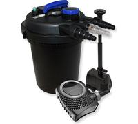 Wiltec Kit complet: CPF-250 Filtre de bassin à pression jusqu’à 10000 L avec 11W lampe uv, NEO8000 SuperEco pompe de filtration 8000l/h 70W, HJ-943 ECO Pompe pour fontaine 800l/h 16W