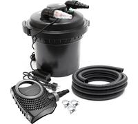 Wiltec Kit complet: CPF-280 Filtre de bassin à pression jusqu’à 8000 L avec 11 Watt lampe uv, NEO6000 SuperEco pompe 6000l/h 40W, 5m Tuyau 38 mm (1 1/2"), collier de serrage W1 44-47mm