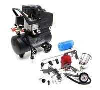 Wiltec Kit Compresseur d'air avec Réservoir de 24 l - 540 x 260 x 600 mm - 1100 W 1,5 CV - 206 l/min - Outil d’atelier Mobile avec Roues et Poignée - Avec 13 accessoires