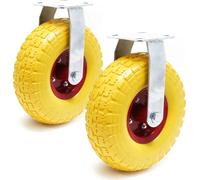Wiltec Kit de 2 roulettes fixes de transport – Ø 265 mm – Capacité de charge max. 150 kg – Roue increvable enPolyuréthanejaune – avec Jantes en métal – Dispositif de transport