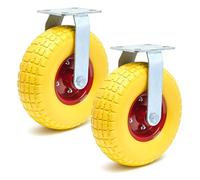 Wiltec Kit de 2 roulettes fixes de transport – Ø 265 mm – Capacité de charge max. 150 kg – Roue increvable enPolyuréthanejaune – avec Jantes en métal – Dispositif de transport