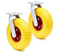 Wiltec Kit de 2 Roulettes pivotantes increvables – Ø 258 mm – Largeur 78 mm – Capacité de charge 150 kg – Roue enPolyuréthaneet Jante en métal – Transport Appareil Accessoire Meuble