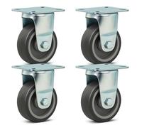 Wiltec Kit de 4 Roulettes fixes - Ø 75 mm - Capacité de charge 75 kg - Roue en plastique gris avec Plaque de montage - Dispositif de transport, usage sans traces