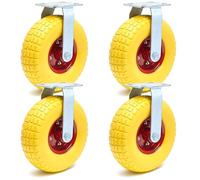 Wiltec Kit de 4 roulettes fixes de transport – Ø 265 mm – Capacité de charge max. 150 kg – Roue increvable enPolyuréthanejaune – avec Jantes en métal – Dispositif de transport