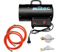 Wiltec Kit Générateur de chaleur et Pressostat raccords IT – Puissance calorifique 15 kW, moteur 30 W – Débit d’air 320 m³/h – Fonctionnement sur gaz GPL – avec régulateur et tuyau – Canon air chaud