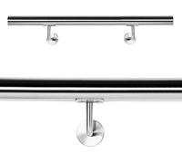 WilTec Kit Main courante Escalier 120cm Acier affiné V2A Garde-corps Rambarde Support mural Dispositif de fixation Balustrade Logement Entreprise