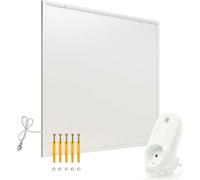 Wiltec Kit Panneau chauffant infrarouge avec themostat – 290 W – 620 x 520 x 15 mm – Chauffage IR électrique mural – Émetteur Radiateur à Rendement efficace