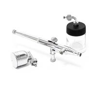 Wiltec Kit Pistolet aérographe professionnel Modèle 134 - Action double DA - avec Buse 0,3 mm - Godets 7/22 ml - Tatouage, bronzage, maquillage, modélisme airbrush