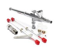 Wiltec Kit Pistolet aérographe professionnel Modèle 136 Type T – Action double DA – avec Buses 0,2 / 0,3 / 0,5 mm – Godet 3 ml – Tatouage, bronzage, maquillage, modélisme airbrush