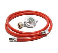 WilTec Kit Raccordement de gaz - avec Tuyau 150 cm et Pressostat 50 mbar - pour Pression constante des Bouteilles allemandes Ø 1/14" / 21,8 mm LH - Réducteur détendeur régulateur