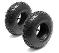 Wiltec Lot 2x Pneu 11x4.10/3.50-5 et 2x Chambre à air - Valve coudée - 4 PR - capacité de charge 130 kg - pour Tondeuse à gazon Tracteur à pelouse Brouette Chariot Diable