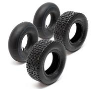 Wiltec Lot 2x Pneu 15x6.00-6 et 2x Chambre à air - Valve droite - 350 x 350 x 140 mm - 4 PR - capacité de charge 200 kg - pour Tondeuse à gazon Tracteur à pelouse Brouette Chariot Diable