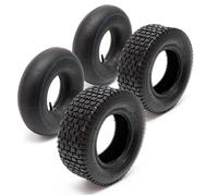 Wiltec Lot 2x Pneu 15x6.00-6 et 2x Chambre à air - Valve droite - 350 x 350 x 140 mm - 4 PR - capacité de charge 200 kg - pour Tondeuse à gazon Tracteur à pelouse Brouette Chariot Diable