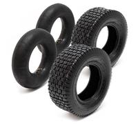 Wiltec Lot 2x Pneu 16x6.50-8 et 2x Chambre à air - Valve coudée - 420 x 420 x 130 mm - 4 PR - capacité de charge 300 kg - pour Tondeuse à gazon Tracteur à pelouse Brouette Chariot Diable