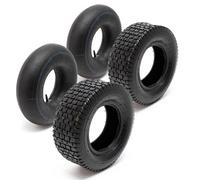 Wiltec Lot 2x Pneu 16x6.50-8 et 2x Chambre à air - Valve droite - 420 x 420 x 130 mm - 4 PR - capacité de charge 300 kg - pour Tondeuse à gazon Tracteur à pelouse Brouette Chariot Diable