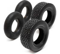 Wiltec Lot 2x Pneu 18x8.50-8 et 2x Chambre à air – Valve coudée – 460 x 460 x 215 mm – 4 PR – capacité de charge 370 kg – pour Tondeuse à gazon Tracteur à pelouse Brouette Chariot Diable