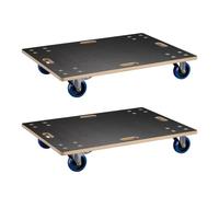 Wiltec, lot de 2 roulettes de transport, dimensions 600 x 400 mm, capacité de charge de 800 kg, roulettes pour meubles avec plateau en bois de 18 mm, planche à roulettes équipée de 4 roues en caoutcho