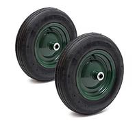 Wiltec Lot de 2x Pneu de brouette 3.50-8 - Roue et Pneumatique - Jusqu’à 120 kg - avec Jante et Chambre à air - Bandage pour Diable, Chariot, Charrette