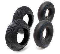 Wiltec Lot de 2x Pneus & 2x Chambres à air 4.00-8 pour Roues de brouette - avec Valve droite TR13 - capacité de charge max. 160 kg - Chariot Jardinage Jardin Gazon