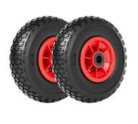 Wiltec Lot de 2x Roue complète 3.00-4 pour Diable - 255 x 255 x 85 mm - Avec Chambre à air et Jante - Valve coudée TR87 - capacité d