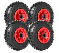 Wiltec Lot de 4x Roue complète 3.00-4 pour Diable - 255 x 255 x 85 mm - Avec Chambre à air et Jante - Valve coudée TR87 - capacité de charge max. 90 kg - pour Roue Brouette Chariot