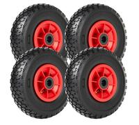 Wiltec Lot de 4x Roue complète 3.00-4 pour Diable - 255 x 255 x 85 mm - Avec Chambre à air et Jante - Valve coudée TR87 - capacité de charge max. 90 kg - pour Roue Brouette Chariot