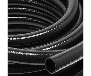 Wiltec Luisiana OM/I Tuyau d'aspiration noir - 25 m / Ø 32 mm (1 1/4") / 320 g/m - avec Spirale de renforcement - Tube à pression souple en PVC - pour Arrosage Irrigation Jardinage Évacuation Refoulem