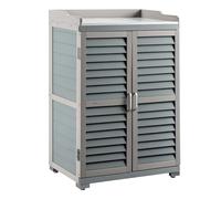 Wiltec Meuble de Jardin 670 x 465 x 997 mm - Abri avec Espace de Rangement inférieur - Armoire Table pour Plantes, Cabane Cabanon - Couleur Grise