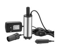 Wiltec Mini pompe à Gasoil et Eau - 12 V / 20 W / 12-15 l/min 8500 tr/min - Submersible - avec Câble et sonde - Pour Vidange de liquide Extraction Drainage
