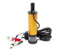 Wiltec Mini Pompe submersible à Eau et Gazole - 12 V / 8700 tr/min / 12 l/min - avec Grille d’aspiration, Bornes de batterie et Inte